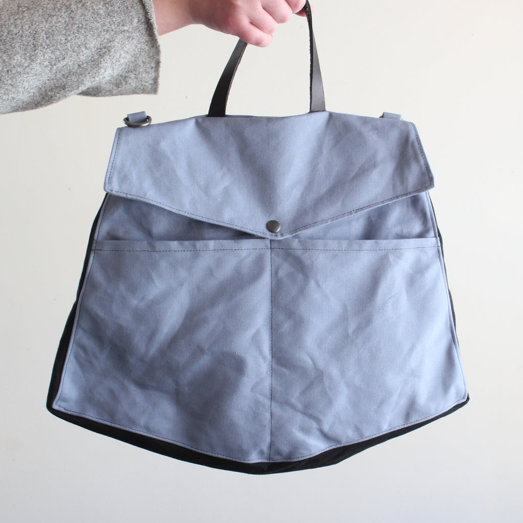 Handmade, waxed cotton handbag